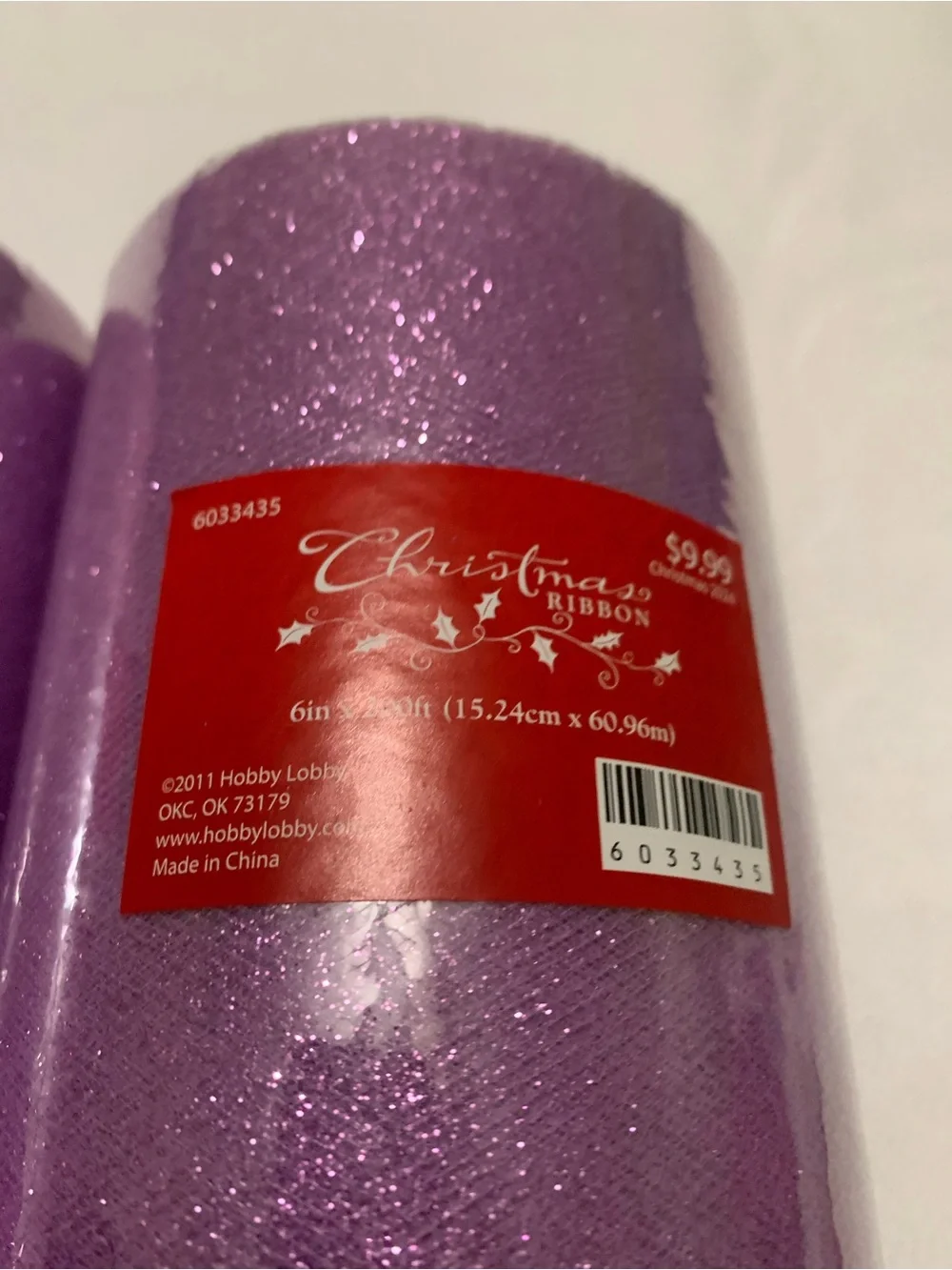 Hobby Lobby Purple and White Glitter Tulle Rolls